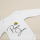 Personalised Prince Princess Bodysuit | Custom Name Baby Gift, Unique Baby Vest & Bib, Customized Baby Grow for Newborns