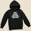 Eat Sleep Football Repeat Kids Hoodie | Children's Footy Hooded Sweatshirt for Boys & Girls | Cozy Sports Apparel