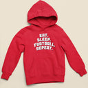 Eat Sleep Football Repeat Kids Hoodie | Children's Footy Hooded Sweatshirt for Boys & Girls | Cozy Sports Apparel