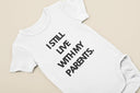 I Still Live With My Parents Baby Grow | Funny Novelty Baby Onesie & Bib | Cute Baby Outfit, Perfect Gift for New Parents