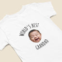 World's Best Grandad Grandma Custom Baby Face T-Shirt | Gift from Grandson Granddaughter | Unique Family Tee for Special Occasions