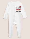 Personalised My Auntie Loves Me Vest Bodysuit, Baby Bib, Baby Vest | Custom Name Baby Gift, Funny Baby Grow, Unique Personalized Baby Suit