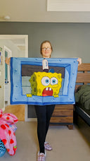 Sponge Window Tapestry | Funny Fabric Wall Art Hanging | Unique Bikini Bottom Decor & Gifts for Home