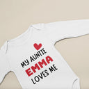 Personalised My Auntie Loves Me Vest Bodysuit, Baby Bib, Baby Vest | Custom Name Baby Gift, Funny Baby Grow, Unique Personalized Baby Suit