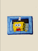 Sponge Window Tapestry | Funny Fabric Wall Art Hanging | Unique Bikini Bottom Decor & Gifts for Home