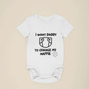 I Want Daddy To Change My Nappie Sleepsuit, Unisex Baby Grow, Custom Vest & Bib, Perfect Baby Shower Gift, New Baby Essentials